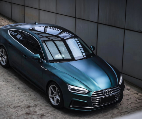wrap xe, dán đổi màu xe Audi A5 wrap matt blackish Green