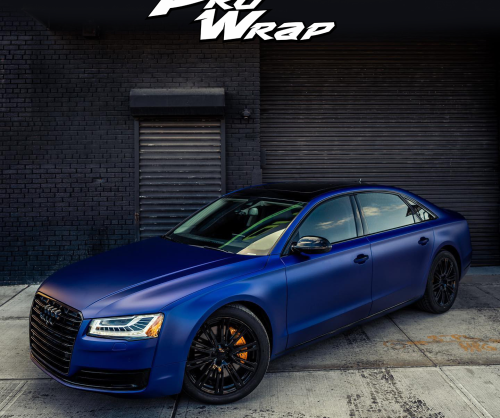 wrap xe, dán đổi màu xe audi a8 wrap matte dark blue metallic