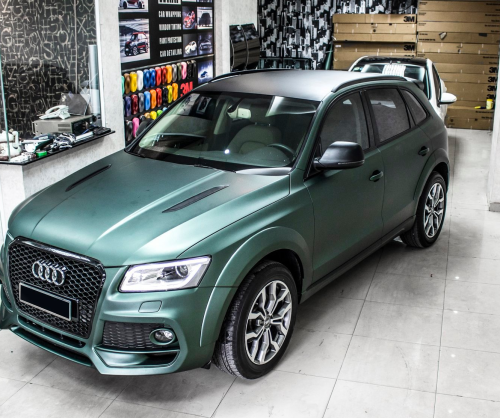 wrap xe, dán đổi màu xe Audi Q5 wrap matte pine green metallic