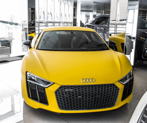 wrap xe, dán đổi màu xe Audi R8 wrap matte yellow