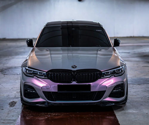 wrap xe, dán đổi màu xe BMW 330i Wrap Gloss Silver Sunset