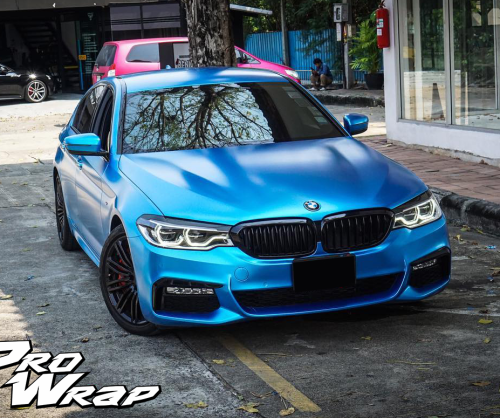 wrap xe, dán đổi màu xe BMW 520i wrap matte blue metallic