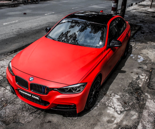 wrap xe - dán đổi màu xe BMW series 3 wrap matte red