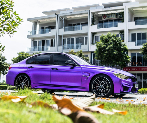 wrap xe - dán đổi màu xe BMW series 3 wrap satin chrome violet