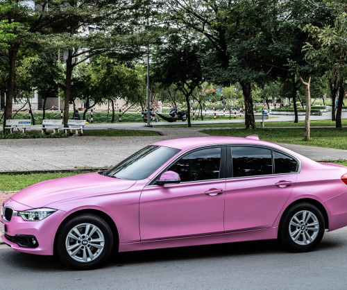 wrap xe - dán đổi màu xe BMW series 3 wrap satin pink metallic