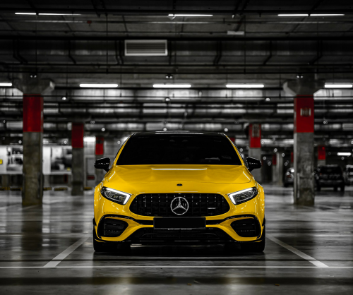 wrap xe - dán đổi màu xe Mercedes A45S Wrap Gloss Sunflower Yellow