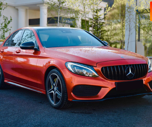 wrap xe - dán đổi màu xe Mercedes C200 wrap gloss Paprika Orange