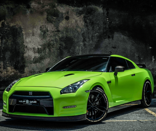 wrap xe, dán đổi màu xe Nissan GTR Wrap Gloss Apple Green