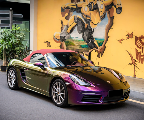 wrap xe, dán đổi màu xe Porsche 718 Boxster Wrap Gloss Crazy Grape