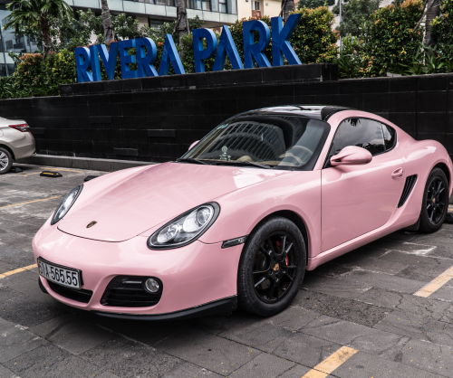 wrap xe, dán đổi màu xe Porsche 718 wrap gloss pastel pink