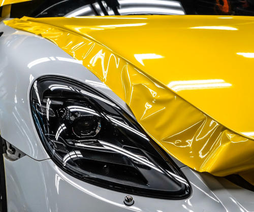 wrap xe, dán đổi màu xe Porsche 718 wrap gloss sun flower