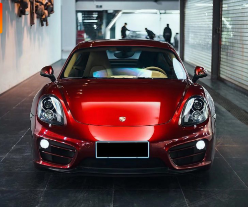 wrap xe, dán đổi màu xe Porsche 718 wrap gloss Supreme Red