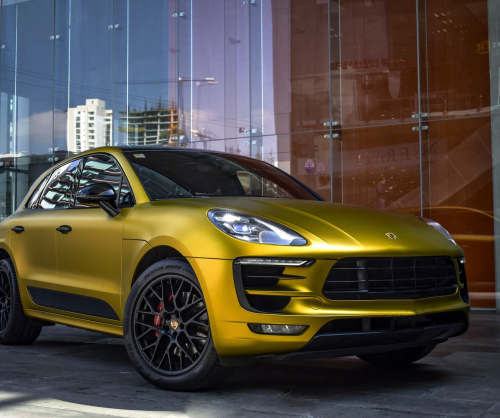 wrap xe, dán đổi màu xe Porsche Macan wrap satin gold metallic