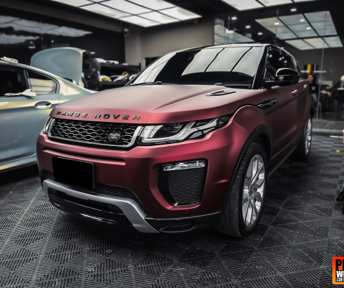 wrap xe, dán đổi màu xe Range Rover Evoque đỏ mờ