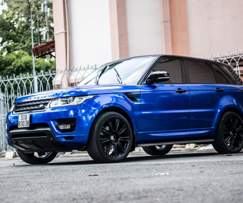 wrap xe, dán đổi màu xe Range Rover Sport wrap gloss deep blue