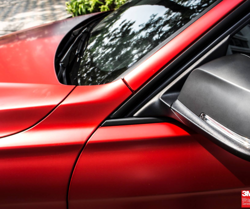 wrap xe, dán đổi màu xe BMW 328i wrap SATIN SMOLDERING RED