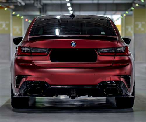 wrap xe, dán đổi màu xe BMW 330i Wrap Satin Dragon Blood
