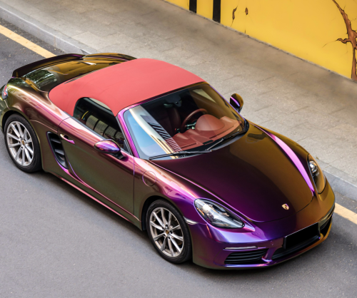 wrap xe, dán đổi màu xe Porsche 718 Boxster Wrap Gloss Crazy Grape
