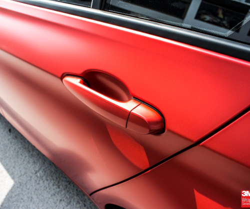 wrap xe, dán đổi màu xe BMW 328i wrap SATIN SMOLDERING RED