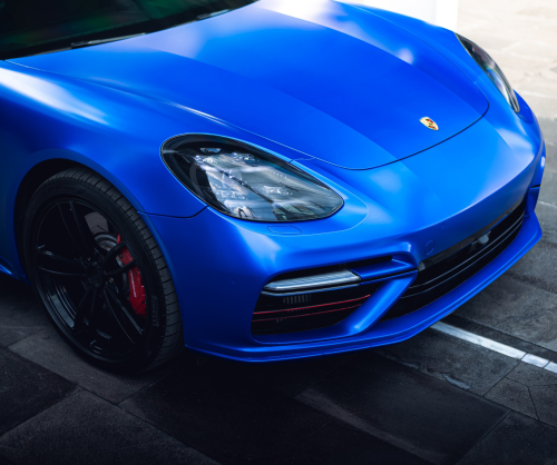 wrap xe, dán đổi màu xe Porsche Panamera Wrap Satin Velvet Blue