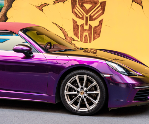 wrap xe, dán đổi màu xe Porsche 718 Boxster Wrap Gloss Crazy Grape
