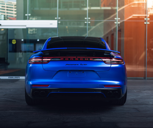 wrap xe, dán đổi màu xe Porsche Panamera Wrap Satin Velvet Blue