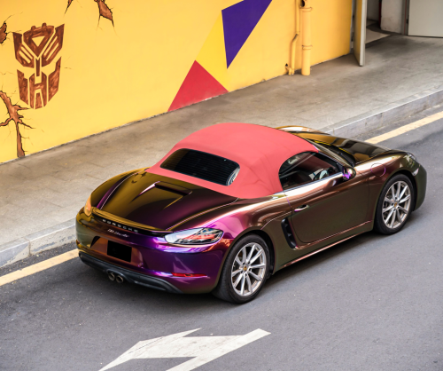 wrap xe, dán đổi màu xe Porsche 718 Boxster Wrap Gloss Crazy Grape
