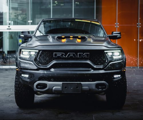 wrap xe, dán đổi màu xe Ram TRX wrap matte dark grey