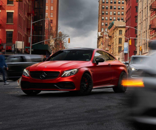 wrap xe - dán đổi màu xe mercedes c63 wrap satin chrome red