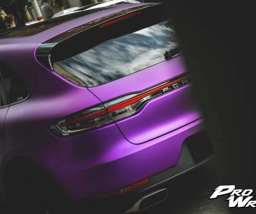 wrap xe, dán đổi màu xe porsche macan wrap satin chrome violet