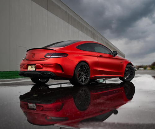 wrap xe - dán đổi màu xe mercedes c63 wrap satin chrome red