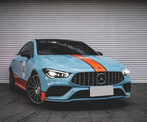 wrap xe, dán đổi màu xe Mercedes CLA wrap gloss sky blue
