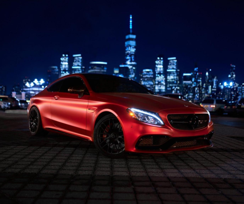 wrap xe - dán đổi màu xe mercedes c63 wrap satin chrome red