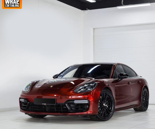 wrap xe, dán đổi màu xe Porsche Panamera wrap gloss Supreme Red