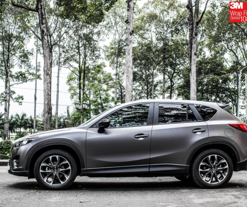 wrap xe - dán đổi màu xe Mazda CX5 wrap matte dark gray metallic