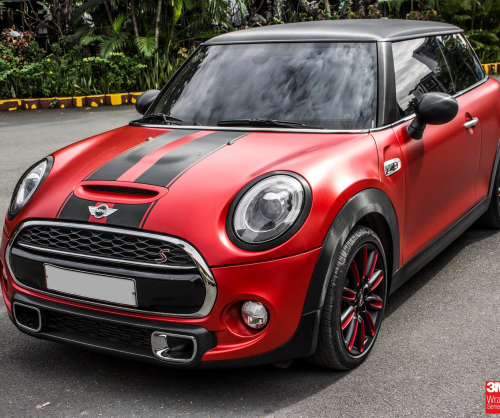 wrap xe, dán đổi màu xe Mini Cooper wrap satin red