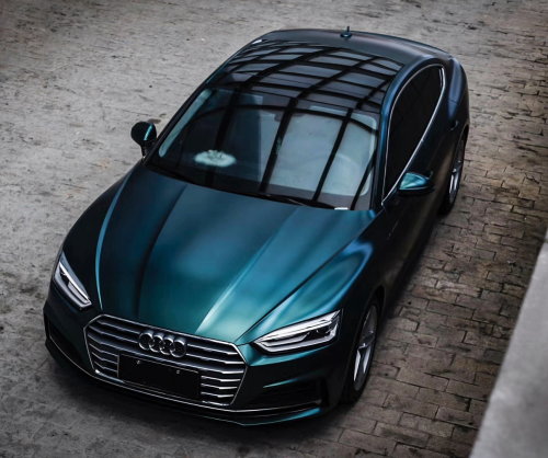 wrap xe, dán đổi màu xe Audi A5 wrap matt blackish Green