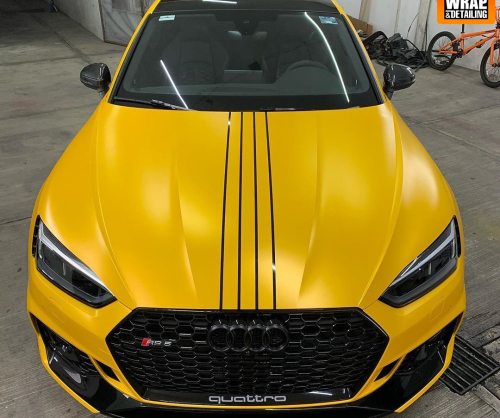 wrap xe, dán đổi màu xe Audi A5 wrap satin yellow metallic
