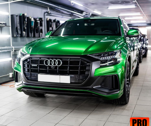 wrap xe, dán đổi màu xe Audi Q8 wrap gloss diamond green