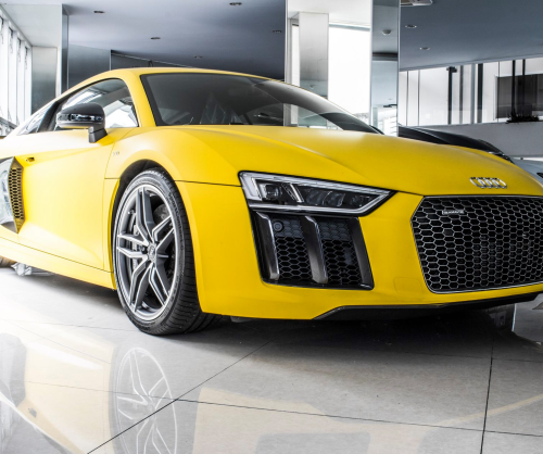 wrap xe, dán đổi màu xe Audi R8 wrap matte yellow