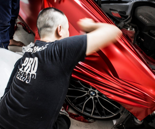 wrap xe, dán đổi màu xe BMW 328i wrap SATIN SMOLDERING RED