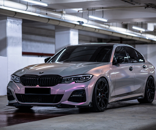 wrap xe, dán đổi màu xe BMW 330i Wrap Gloss Silver Sunset