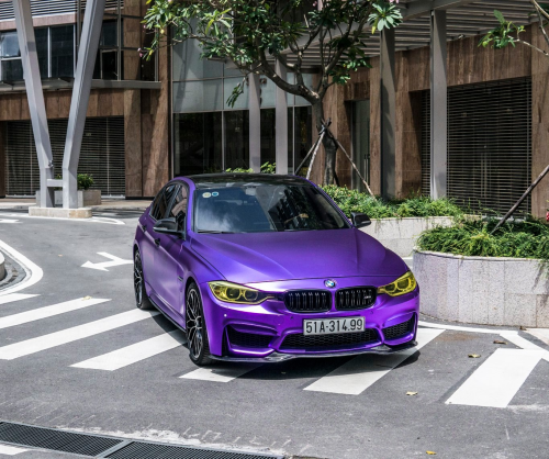 wrap xe - dán đổi màu xe BMW series 3 wrap satin chrome violet