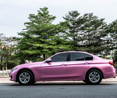 wrap xe - dán đổi màu xe BMW series 3 wrap satin pink metallic