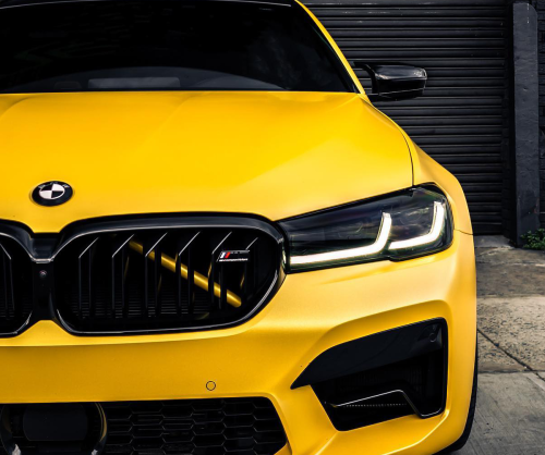wrap xe - dán đổi màu xe BMW series 5 wrap satin yellow metallic