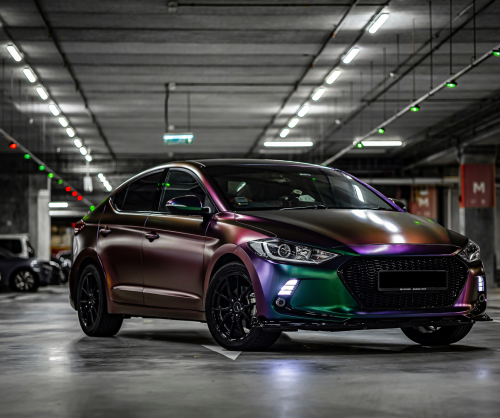 wrap xe - dán đổi màu xe Hyundai Elantra Wrap Matte Purple Malachite