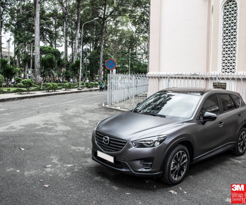 wrap xe - dán đổi màu xe Mazda CX5 wrap matte dark gray metallic