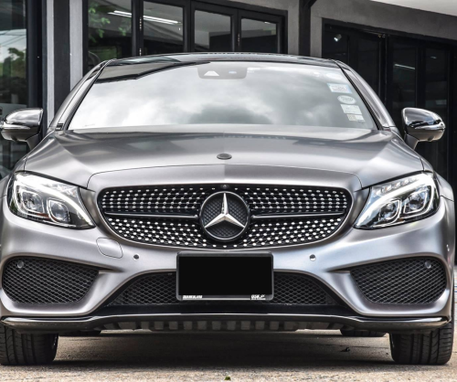 wrap xe - dán đổi màu xe Mercedes C Couple wrap matte dark grey metallic