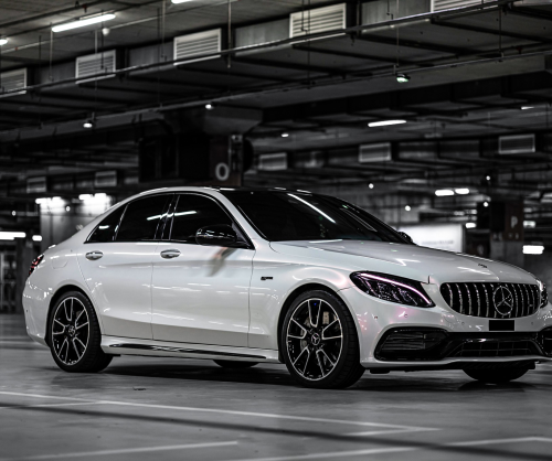 wrap xe - dán đổi màu xe Mercedes C43 Wrap Gloss Creamrose Pearl White