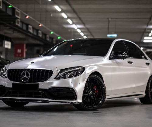 wrap xe - dán đổi màu xe Mercedes C200 Wrap Satin Pearl White